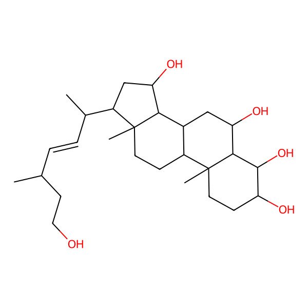 2D Structure of (3S,4S,5S,6S,8R,9S,10R,13R,14S,15R,17R)-17-[(E,2R,5S)-7-hydroxy-5-methylhept-3-en-2-yl]-10,13-dimethyl-2,3,4,5,6,7,8,9,11,12,14,15,16,17-tetradecahydro-1H-cyclopenta[a]phenanthrene-3,4,6,15-tetrol