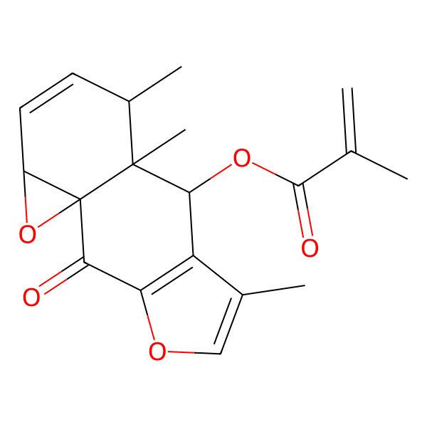 2D Structure of (6,9,10-Trimethyl-2-oxo-4,14-dioxatetracyclo[7.5.0.01,13.03,7]tetradeca-3(7),5,11-trien-8-yl) 2-methylprop-2-enoate