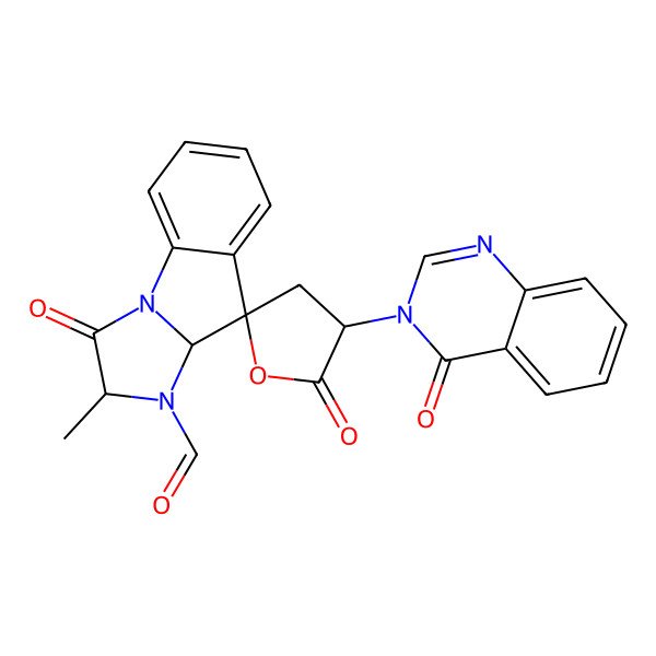 2D Structure of 2-Methyl-1,5'-dioxo-4'-(4-oxoquinazolin-3-yl)spiro[2,3a-dihydroimidazo[1,2-a]indole-4,2'-oxolane]-3-carbaldehyde
