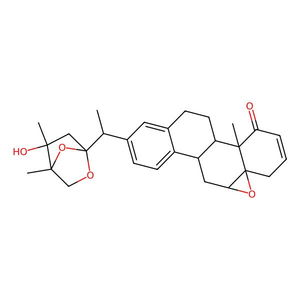 2D Structure of 15-[1-(5-Hydroxy-4,5-dimethyl-2,7-dioxabicyclo[2.2.1]heptan-1-yl)ethyl]-2-methyl-8-oxapentacyclo[9.8.0.02,7.07,9.012,17]nonadeca-4,12(17),13,15-tetraen-3-one