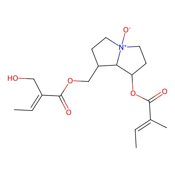 2D Structure of [(1S,4S,7R,8R)-7-[(Z)-2-methylbut-2-enoyl]oxy-4-oxido-2,3,5,6,7,8-hexahydro-1H-pyrrolizin-4-ium-1-yl]methyl (Z)-2-(hydroxymethyl)but-2-enoate