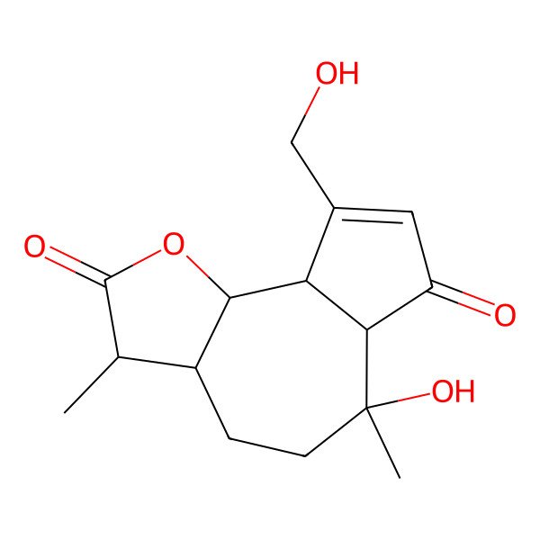 2D Structure of (3S,3aS,6S,6aR,9aR,9bS)-6-hydroxy-9-(hydroxymethyl)-3,6-dimethyl-3a,4,5,6a,9a,9b-hexahydro-3H-azuleno[4,5-b]furan-2,7-dione