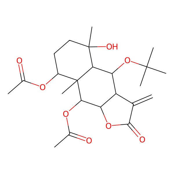 2D Structure of [(3aS,4R,4aS,5R,8R,8aR,9R,9aS)-9-acetyloxy-5-hydroxy-5,8a-dimethyl-3-methylidene-4-[(2-methylpropan-2-yl)oxy]-2-oxo-3a,4,4a,6,7,8,9,9a-octahydrobenzo[f][1]benzofuran-8-yl] acetate