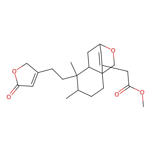 2D Structure of methyl 2-[4,5-dimethyl-5-[2-(5-oxo-2H-furan-3-yl)ethyl]-9-oxatricyclo[6.2.2.01,6]dodec-11-en-11-yl]acetate