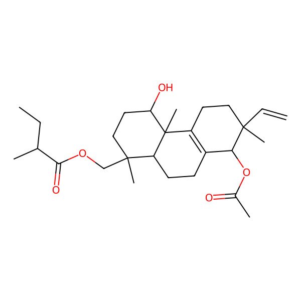 2D Structure of [(1R,4S,4aS,7S,8R,10aS)-8-acetyloxy-7-ethenyl-4-hydroxy-1,4a,7-trimethyl-3,4,5,6,8,9,10,10a-octahydro-2H-phenanthren-1-yl]methyl (2S)-2-methylbutanoate