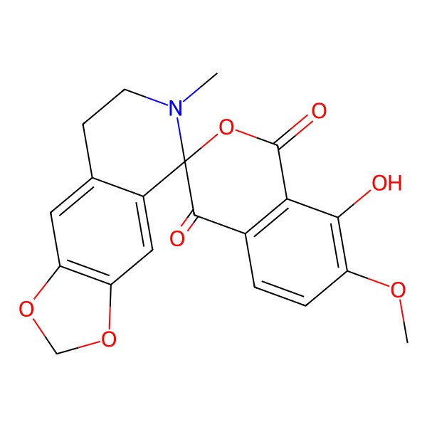 2D Structure of 8'-Hydroxy-7'-methoxy-6-methylspiro[7,8-dihydro-[1,3]dioxolo[4,5-g]isoquinoline-5,3'-isochromene]-1',4'-dione