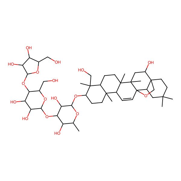 2D Structure of 4-[5-[3,4-Dihydroxy-5-(hydroxymethyl)oxolan-2-yl]oxy-3,4-dihydroxy-6-(hydroxymethyl)oxan-2-yl]oxy-2-[[2-hydroxy-9-(hydroxymethyl)-4,5,9,13,20,20-hexamethyl-24-oxahexacyclo[15.5.2.01,18.04,17.05,14.08,13]tetracos-15-en-10-yl]oxy]-6-methyloxane-3,5-diol