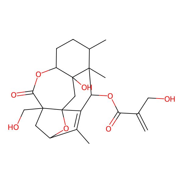 2D Structure of [13-Hydroxy-5-(hydroxymethyl)-2,11,12-trimethyl-6-oxo-7,17-dioxapentacyclo[10.3.1.13,15.05,15.08,13]heptadec-1-en-16-yl] 2-(hydroxymethyl)prop-2-enoate