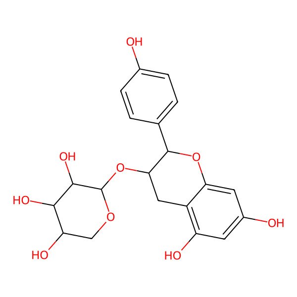 2D Structure of (2S,3R,4S,5R)-2-[[(2S,3R)-5,7-dihydroxy-2-(4-hydroxyphenyl)-3,4-dihydro-2H-chromen-3-yl]oxy]oxane-3,4,5-triol