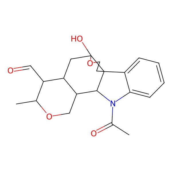 2D Structure of 14-Acetyl-5-hydroxy-9-methyl-4,10-dioxa-14-azapentacyclo[11.7.0.01,5.07,12.015,20]icosa-15,17,19-triene-8-carbaldehyde