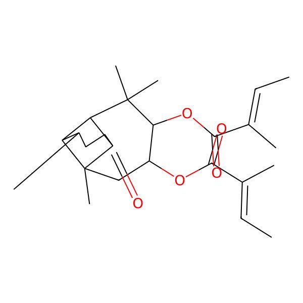 2D Structure of [2,6,6,9-Tetramethyl-5-(2-methylbut-2-enoyloxy)-11-oxo-4-tricyclo[5.4.0.02,8]undecanyl] 2-methylbut-2-enoate