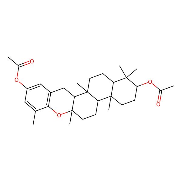2D Structure of [(1R,2R,11R,14R,15R,18S,20R)-6-acetyloxy-1,8,11,15,19,19-hexamethyl-10-oxapentacyclo[12.8.0.02,11.04,9.015,20]docosa-4(9),5,7-trien-18-yl] acetate