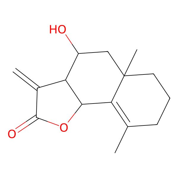 2D Structure of (3aR,4S,5aR,9bS)-4-hydroxy-5a,9-dimethyl-3-methylidene-4,5,6,7,8,9b-hexahydro-3aH-benzo[g][1]benzofuran-2-one