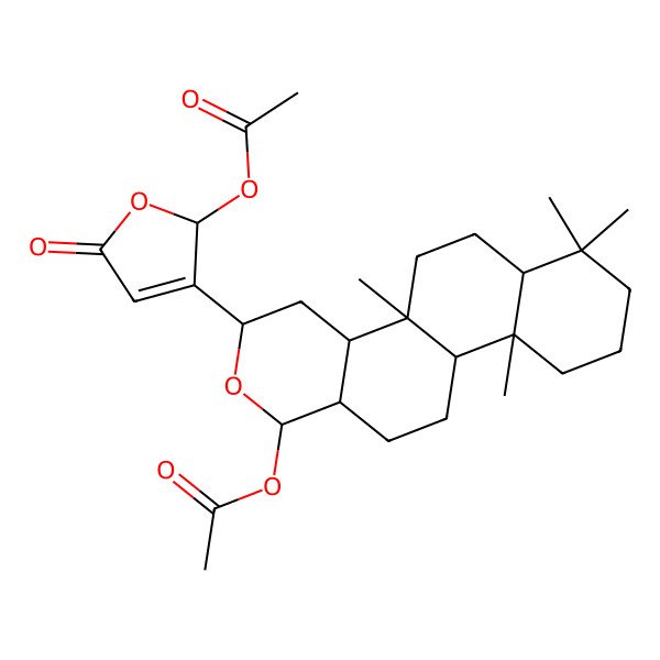 2D Structure of [(1R,3R,4aR,4bS,10aS,12aS)-3-(2-acetyloxy-5-oxo-2H-furan-3-yl)-4b,7,7,10a-tetramethyl-1,3,4,4a,5,6,6a,8,9,10,10b,11,12,12a-tetradecahydronaphtho[2,1-f]isochromen-1-yl] acetate