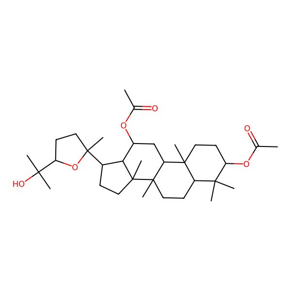 2D Structure of [(3S,5R,8R,9R,10R,12R,13R,14R,17S)-12-acetyloxy-17-[(2S,5S)-5-(2-hydroxypropan-2-yl)-2-methyloxolan-2-yl]-4,4,8,10,14-pentamethyl-2,3,5,6,7,9,11,12,13,15,16,17-dodecahydro-1H-cyclopenta[a]phenanthren-3-yl] acetate