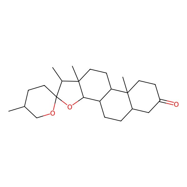 2D Structure of 1,5',9a,11a-Tetramethylspiro[1,3a,3b,4,5,5a,6,8,9,9b,10,11-dodecahydronaphtho[1,2-g][1]benzofuran-2,2'-oxane]-7-one