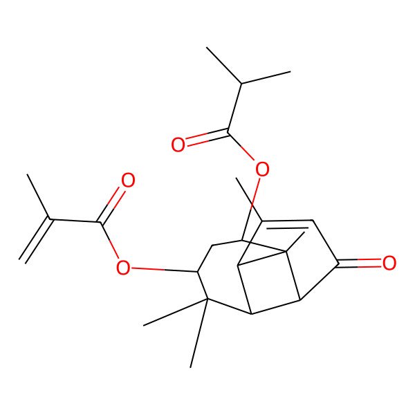 2D Structure of [(1R,2R,3R,5R,7S,8R)-2,6,6,9-tetramethyl-5-(2-methylprop-2-enoyloxy)-11-oxo-3-tricyclo[5.4.0.02,8]undec-9-enyl] 2-methylpropanoate