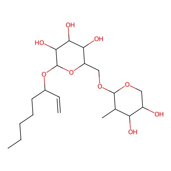 2D Structure of (2R,3S,4S,5R,6R)-2-[[(2S,3R,4R,5S)-4,5-dihydroxy-3-methyloxan-2-yl]oxymethyl]-6-[(3R)-oct-1-en-3-yl]oxyoxane-3,4,5-triol