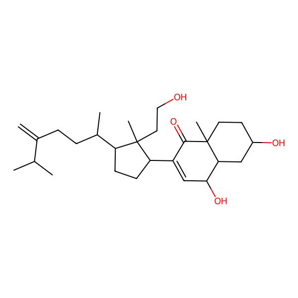 2D Structure of 4,6-Dihydroxy-2-[2-(2-hydroxyethyl)-2-methyl-3-(6-methyl-5-methylideneheptan-2-yl)cyclopentyl]-8a-methyl-4,4a,5,6,7,8-hexahydronaphthalen-1-one