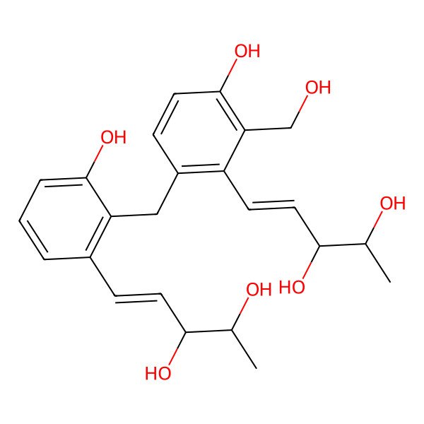 2D Structure of 5-[2-[[2-(3,4-Dihydroxypent-1-enyl)-4-hydroxy-3-(hydroxymethyl)phenyl]methyl]-3-hydroxyphenyl]pent-4-ene-2,3-diol
