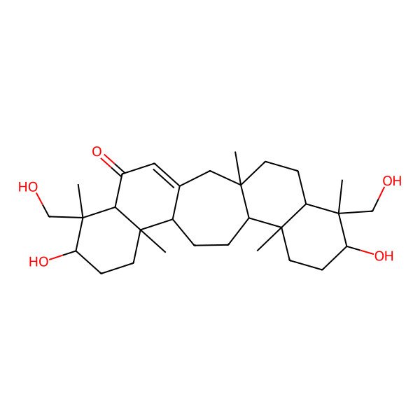 2D Structure of 8,19-Dihydroxy-7,20-bis(hydroxymethyl)-1,7,11,16,20-pentamethylpentacyclo[13.8.0.03,12.06,11.016,21]tricos-3-en-5-one