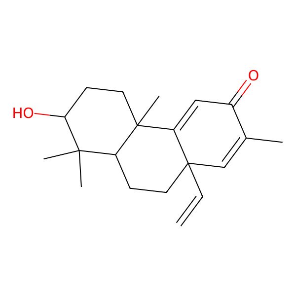 2D Structure of (4bR,7R,8aS,10aS)-10a-ethenyl-7-hydroxy-2,4b,8,8-tetramethyl-5,6,7,8a,9,10-hexahydrophenanthren-3-one 2D Structure of (4bR,7R,8aS,10aS)-10a-ethenyl-7-hydroxy-2,4b,8,8-tetramethyl-5,6,7,8a,9,10-hexahydrophenanthren-3-one