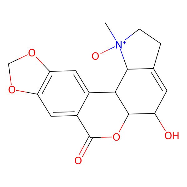 2D Structure of (2S,3S,9S,10S)-9-hydroxy-4-methyl-4-oxido-11,16,18-trioxa-4-azoniapentacyclo[11.7.0.02,10.03,7.015,19]icosa-1(20),7,13,15(19)-tetraen-12-one