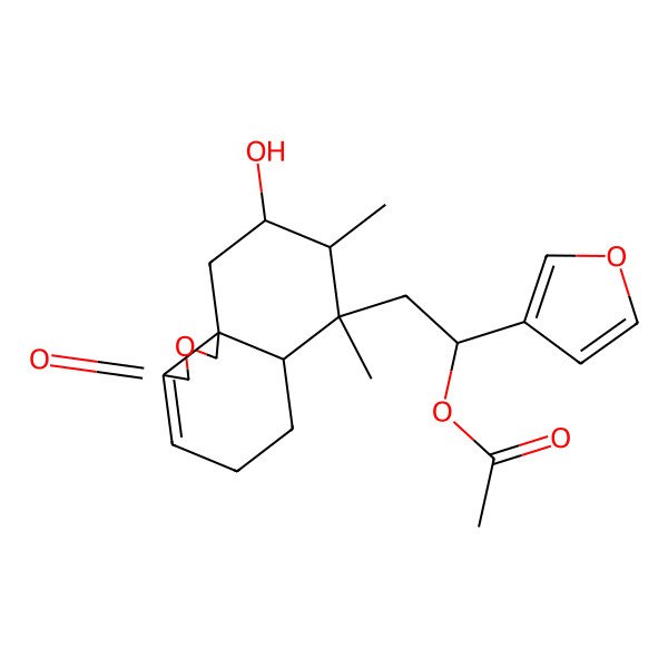 2D Structure of [(1R)-2-[(6aR,7S,8S,9R,10aS)-9-hydroxy-7,8-dimethyl-3-oxo-5,6,6a,8,9,10-hexahydro-1H-benzo[d][2]benzofuran-7-yl]-1-(furan-3-yl)ethyl] acetate