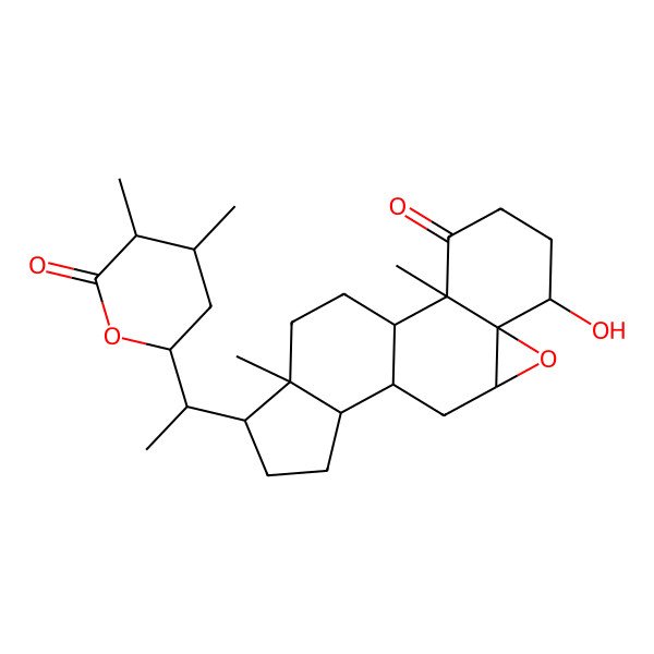 2D Structure of 15-[1-(4,5-Dimethyl-6-oxooxan-2-yl)ethyl]-6-hydroxy-2,16-dimethyl-8-oxapentacyclo[9.7.0.02,7.07,9.012,16]octadecan-3-one