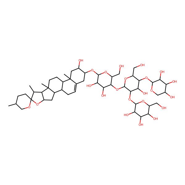 2D Structure of 2-[2-[4,5-Dihydroxy-2-(hydroxymethyl)-6-(15-hydroxy-5',7,9,13-tetramethylspiro[5-oxapentacyclo[10.8.0.02,9.04,8.013,18]icos-18-ene-6,2'-oxane]-16-yl)oxyoxan-3-yl]oxy-4-hydroxy-6-(hydroxymethyl)-5-(3,4,5-trihydroxyoxan-2-yl)oxyoxan-3-yl]oxy-6-(hydroxymethyl)oxane-3,4,5-triol