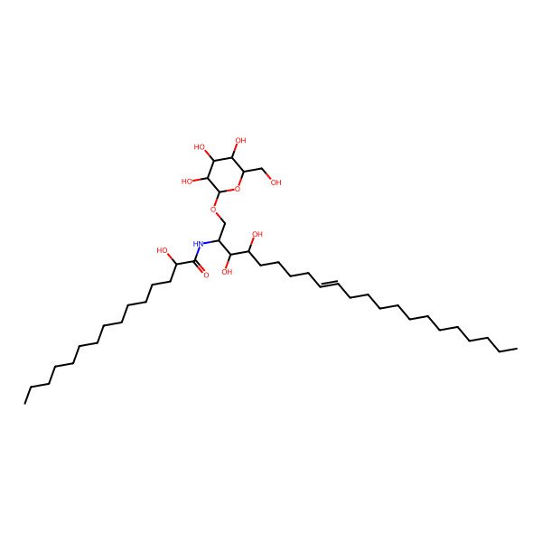 2D Structure of N-[3,4-dihydroxy-1-[3,4,5-trihydroxy-6-(hydroxymethyl)oxan-2-yl]oxydocos-9-en-2-yl]-2-hydroxypentadecanamide