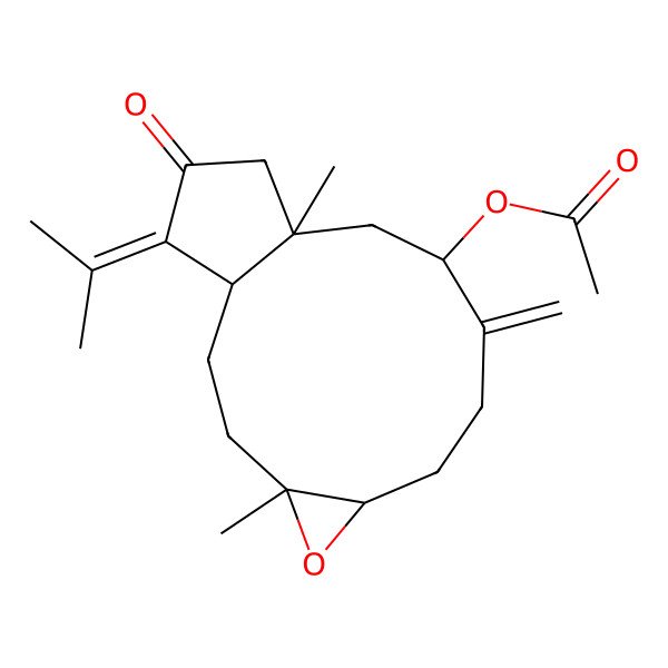2D Structure of [(1S,4S,6S,10S,12R)-4,12-dimethyl-9-methylidene-14-oxo-15-propan-2-ylidene-5-oxatricyclo[10.3.0.04,6]pentadecan-10-yl] acetate