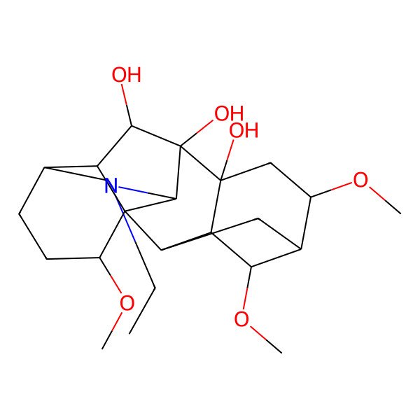 2D Structure of (1S,2R,3R,4S,5R,6S,8R,9S,10S,13R,16S,17R,18S)-11-ethyl-4,6,16-trimethoxy-11-azahexacyclo[7.7.2.12,5.01,10.03,8.013,17]nonadecane-8,9,18-triol