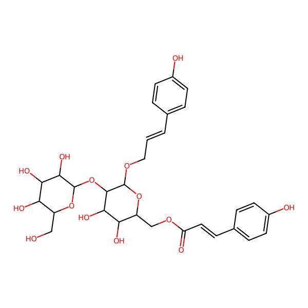 2D Structure of [(2R,3S,4S,5R,6R)-3,4-dihydroxy-6-[(E)-3-(4-hydroxyphenyl)prop-2-enoxy]-5-[(2S,3R,4S,5S,6R)-3,4,5-trihydroxy-6-(hydroxymethyl)oxan-2-yl]oxyoxan-2-yl]methyl (E)-3-(4-hydroxyphenyl)prop-2-enoate
