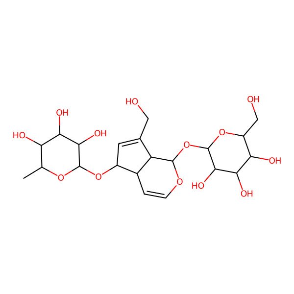 2D Structure of 2-[[7-(Hydroxymethyl)-1-[3,4,5-trihydroxy-6-(hydroxymethyl)oxan-2-yl]oxy-1,4a,5,7a-tetrahydrocyclopenta[c]pyran-5-yl]oxy]-6-methyloxane-3,4,5-triol