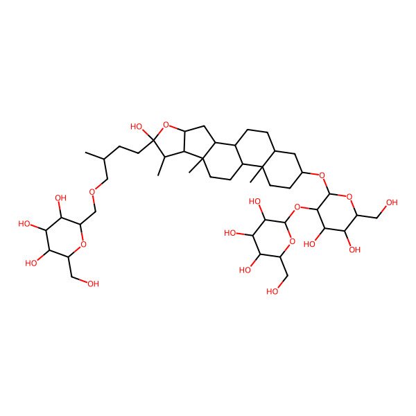 2D Structure of 2-[[4-[16-[4,5-Dihydroxy-6-(hydroxymethyl)-3-[3,4,5-trihydroxy-6-(hydroxymethyl)oxan-2-yl]oxyoxan-2-yl]oxy-6-hydroxy-7,9,13-trimethyl-5-oxapentacyclo[10.8.0.02,9.04,8.013,18]icosan-6-yl]-2-methylbutoxy]methyl]-6-(hydroxymethyl)oxane-3,4,5-triol