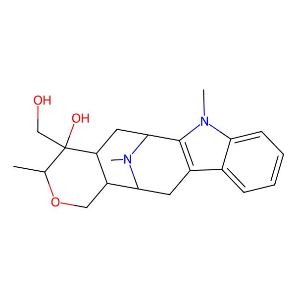 2D Structure of (1S,12S,13R,16S,17S,18R)-17-(hydroxymethyl)-3,16,20-trimethyl-15-oxa-3,20-diazapentacyclo[10.7.1.02,10.04,9.013,18]icosa-2(10),4,6,8-tetraen-17-ol