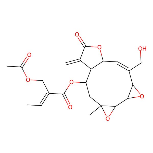 2D Structure of [(1R,2R,4R,6R,7S,9S,10Z,12R)-10-(hydroxymethyl)-4-methyl-15-methylidene-14-oxo-5,8,13-trioxatetracyclo[10.3.0.04,6.07,9]pentadec-10-en-2-yl] (Z)-2-(acetyloxymethyl)but-2-enoate