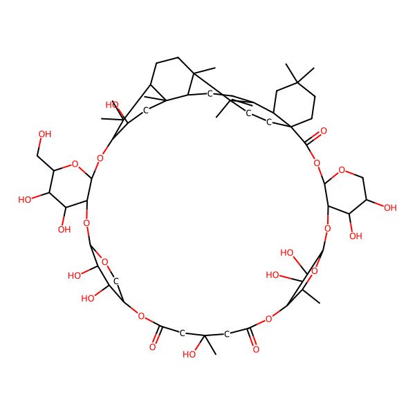 2D Structure of 7,8,18,28,29,35,55,56,57,58-Decahydroxy-30-(hydroxymethyl)-13,18,37,41,48,48,53,54,54-nonamethyl-3,5,10,12,15,21,24,26,31,33-decaoxadecacyclo[39.9.3.211,14.222,25.134,38.01,46.04,9.027,32.037,42.045,53]octapentacont-44-ene-2,16,20-trione