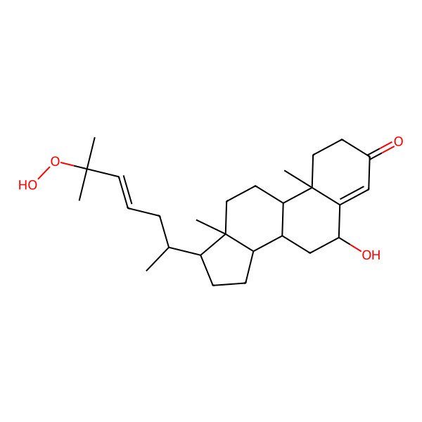 2D Structure of (6R,8S,9S,10R,13R,14S,17R)-17-[(E,2R)-6-hydroperoxy-6-methylhept-4-en-2-yl]-6-hydroxy-10,13-dimethyl-1,2,6,7,8,9,11,12,14,15,16,17-dodecahydrocyclopenta[a]phenanthren-3-one
