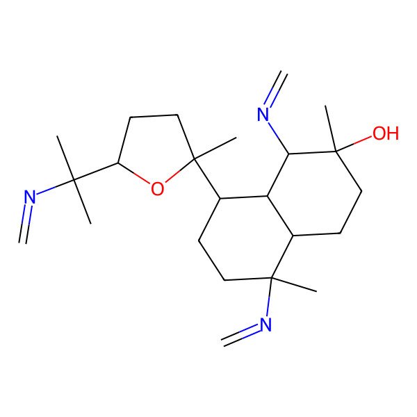2D Structure of (1R,2R,4aS,5S,8S,8aS)-2,5-dimethyl-1,5-bis(methylideneamino)-8-[(2R,5S)-2-methyl-5-[2-(methylideneamino)propan-2-yl]oxolan-2-yl]-1,3,4,4a,6,7,8,8a-octahydronaphthalen-2-ol