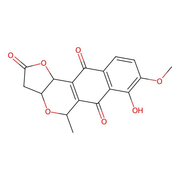 2D Structure of 4-Hydroxy-5-methoxy-17-methyl-12,16-dioxatetracyclo[8.7.0.03,8.011,15]heptadeca-1(10),3(8),4,6-tetraene-2,9,13-trione