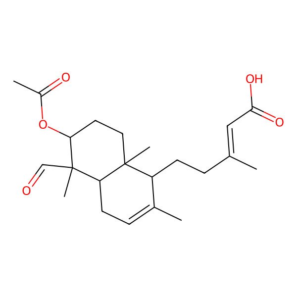 2D Structure of 5-(6-Acetyloxy-5-formyl-2,5,8a-trimethyl-1,4,4a,6,7,8-hexahydronaphthalen-1-yl)-3-methylpent-2-enoic acid
