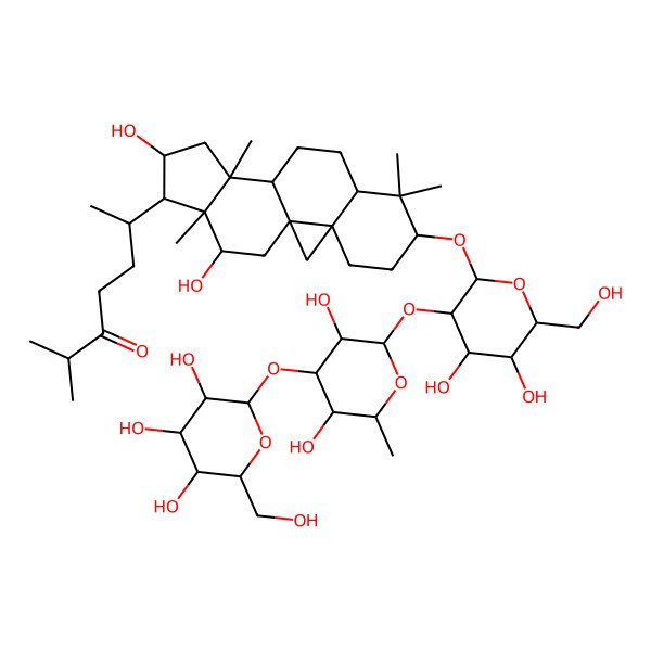 2D Structure of 6-[6-[3-[3,5-Dihydroxy-6-methyl-4-[3,4,5-trihydroxy-6-(hydroxymethyl)oxan-2-yl]oxyoxan-2-yl]oxy-4,5-dihydroxy-6-(hydroxymethyl)oxan-2-yl]oxy-14,17-dihydroxy-7,7,12,16-tetramethyl-15-pentacyclo[9.7.0.01,3.03,8.012,16]octadecanyl]-2-methylheptan-3-one