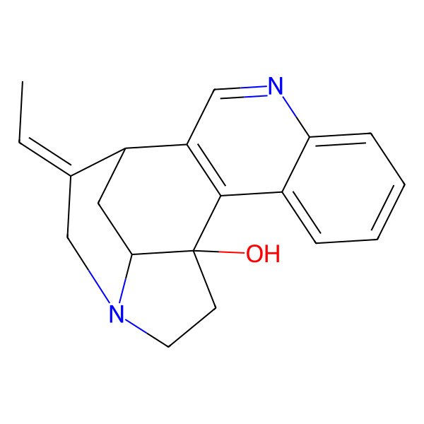 2D Structure of (1S,12S,13E,18S)-13-ethylidene-9,15-diazapentacyclo[10.5.2.02,11.03,8.015,18]nonadeca-2(11),3,5,7,9-pentaen-1-ol
