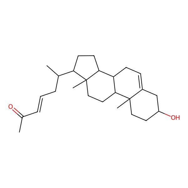 2D Structure of 6-(3-hydroxy-10,13-dimethyl-2,3,4,7,8,9,11,12,14,15,16,17-dodecahydro-1H-cyclopenta[a]phenanthren-17-yl)hept-3-en-2-one