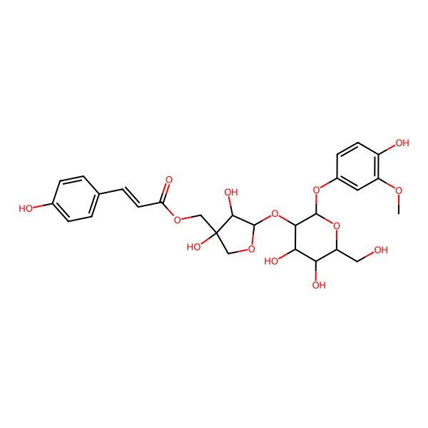 2D Structure of [5-[4,5-Dihydroxy-2-(4-hydroxy-3-methoxyphenoxy)-6-(hydroxymethyl)oxan-3-yl]oxy-3,4-dihydroxyoxolan-3-yl]methyl 3-(4-hydroxyphenyl)prop-2-enoate