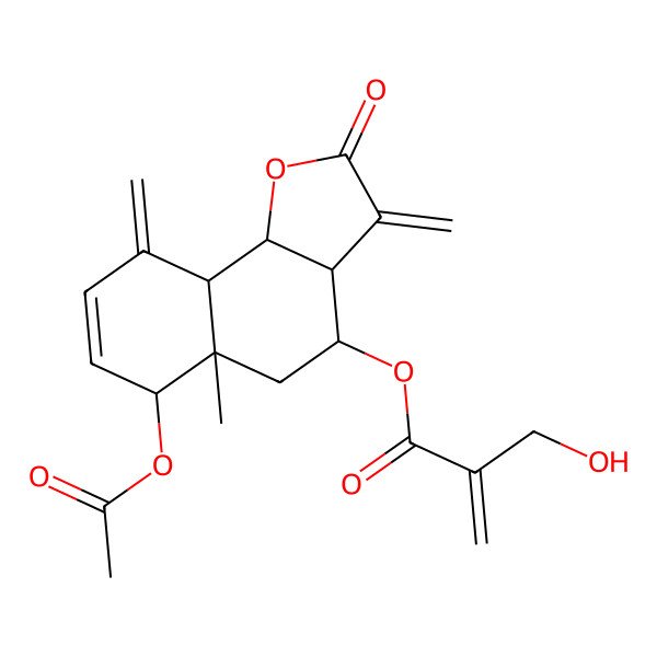 2D Structure of (6-Acetyloxy-5a-methyl-3,9-dimethylidene-2-oxo-3a,4,5,6,9a,9b-hexahydrobenzo[g][1]benzofuran-4-yl) 2-(hydroxymethyl)prop-2-enoate
