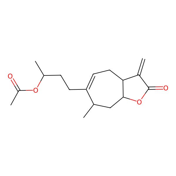 2D Structure of [(2R)-4-[(3aR,7S,8aR)-7-methyl-3-methylidene-2-oxo-4,7,8,8a-tetrahydro-3aH-cyclohepta[b]furan-6-yl]butan-2-yl] acetate