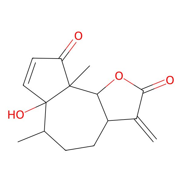 2D Structure of (3aS,6R,6aS,9aS,9bS)-6a-hydroxy-6,9a-dimethyl-3-methylidene-4,5,6,9b-tetrahydro-3aH-azuleno[8,7-b]furan-2,9-dione